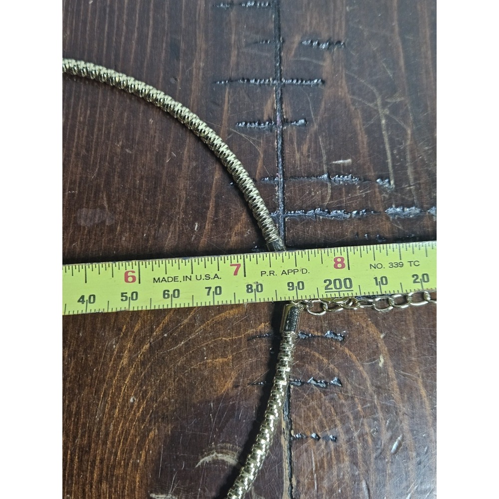 Vintage Gold Tone Rigid Omega Collar Necklace Abstract Geometric Pendant - Picture 4 of 5